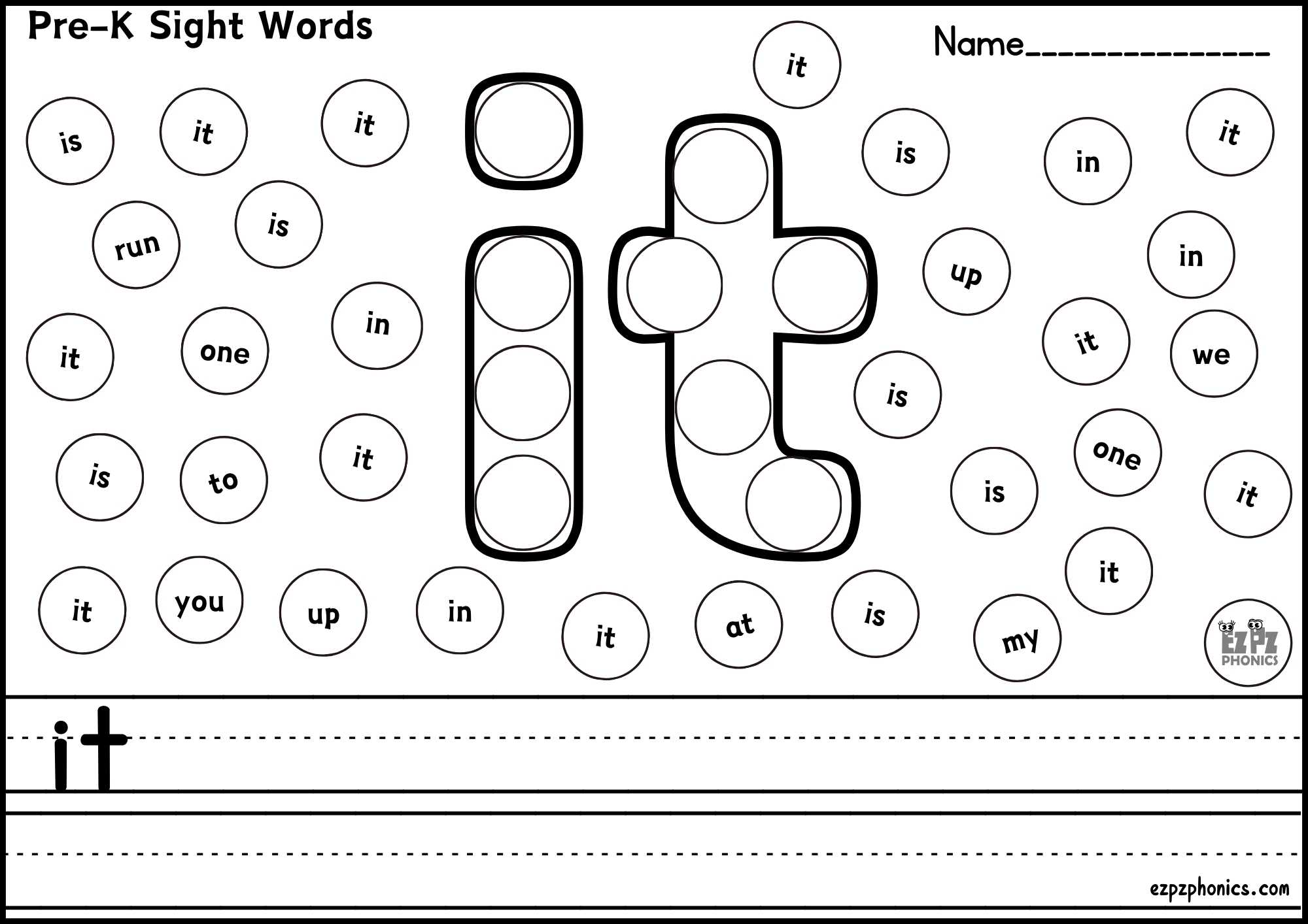 "It" Sight Word Dab & Write Worksheet – Fun Phonics & Reading Practice! Free PDF